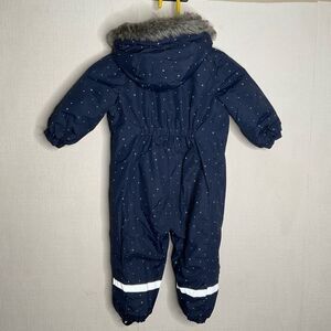H & M  One Piece Snowsuit Hooded Infant Navy All over Stars‎ print Size 12-18M